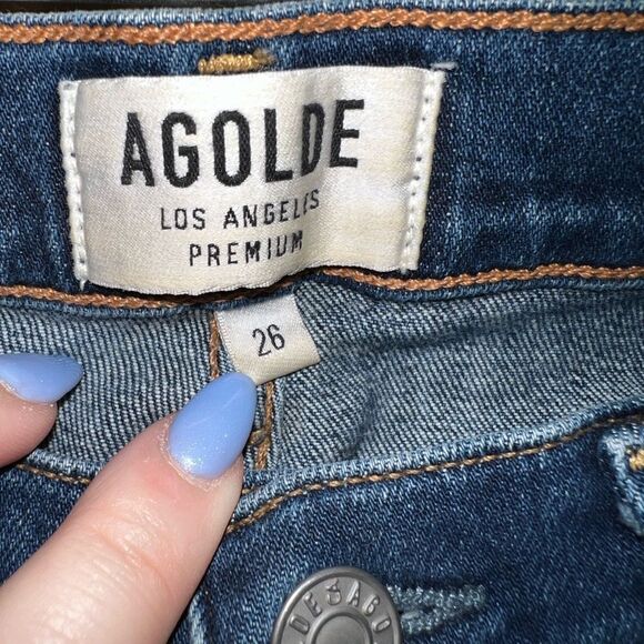 Agolde Premium Denim Distressed Skinny Leg Denim Jeans Size 26 - Picture 4 of 8